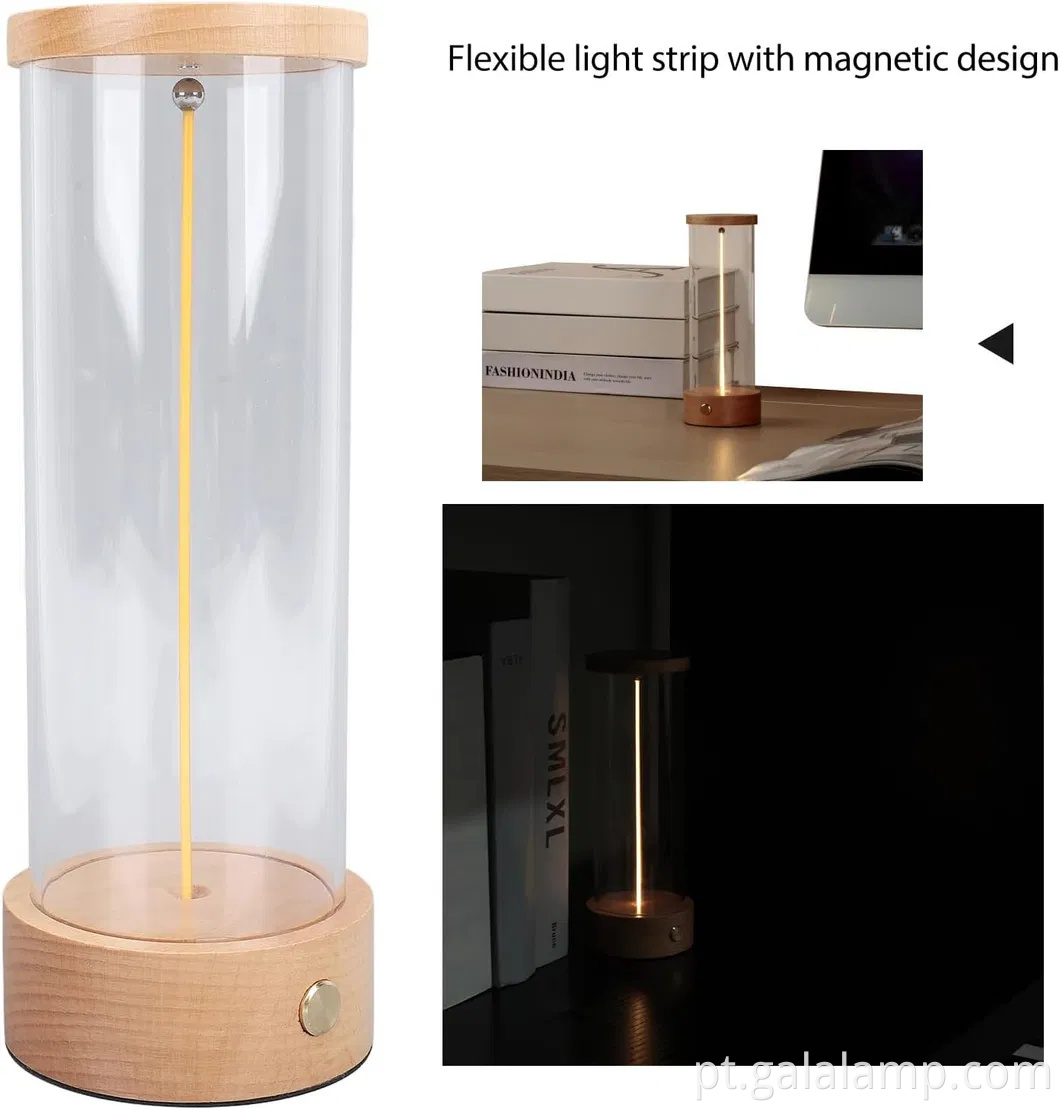 Luz noturna de cabeceira recarregável e elegante com iluminação ambiente moderna magnética